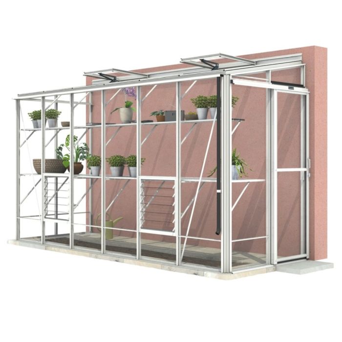 Anlehngewächshaus Robinsons Lean-To Four - Heritage White - Länge 387 cm