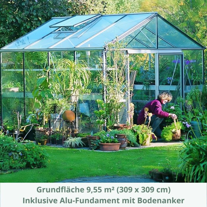 Gewächshaus Euroserre Maxi 309 Alu-blank | Länge 309 cm *Lagermodell*