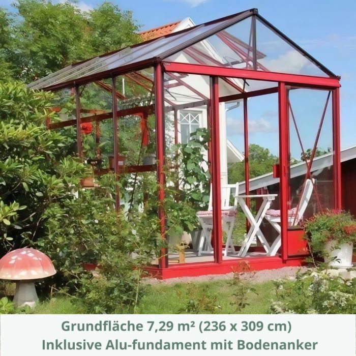Gewächshaus Euroserre Maxi 236 Weinrot | Länge 309 cm *Lagermodell*