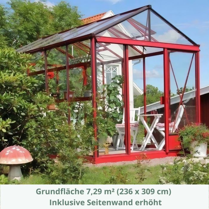 Gewächshaus Euroserre Maxi 236 Weinrot | Länge 309 cm *Lagermodell*