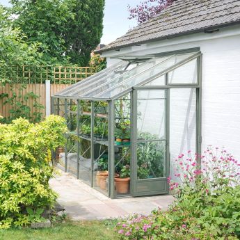 Anlehngewächshaus Robinsons Lean-To Five - Old Cottage Green - Länge 325 cm