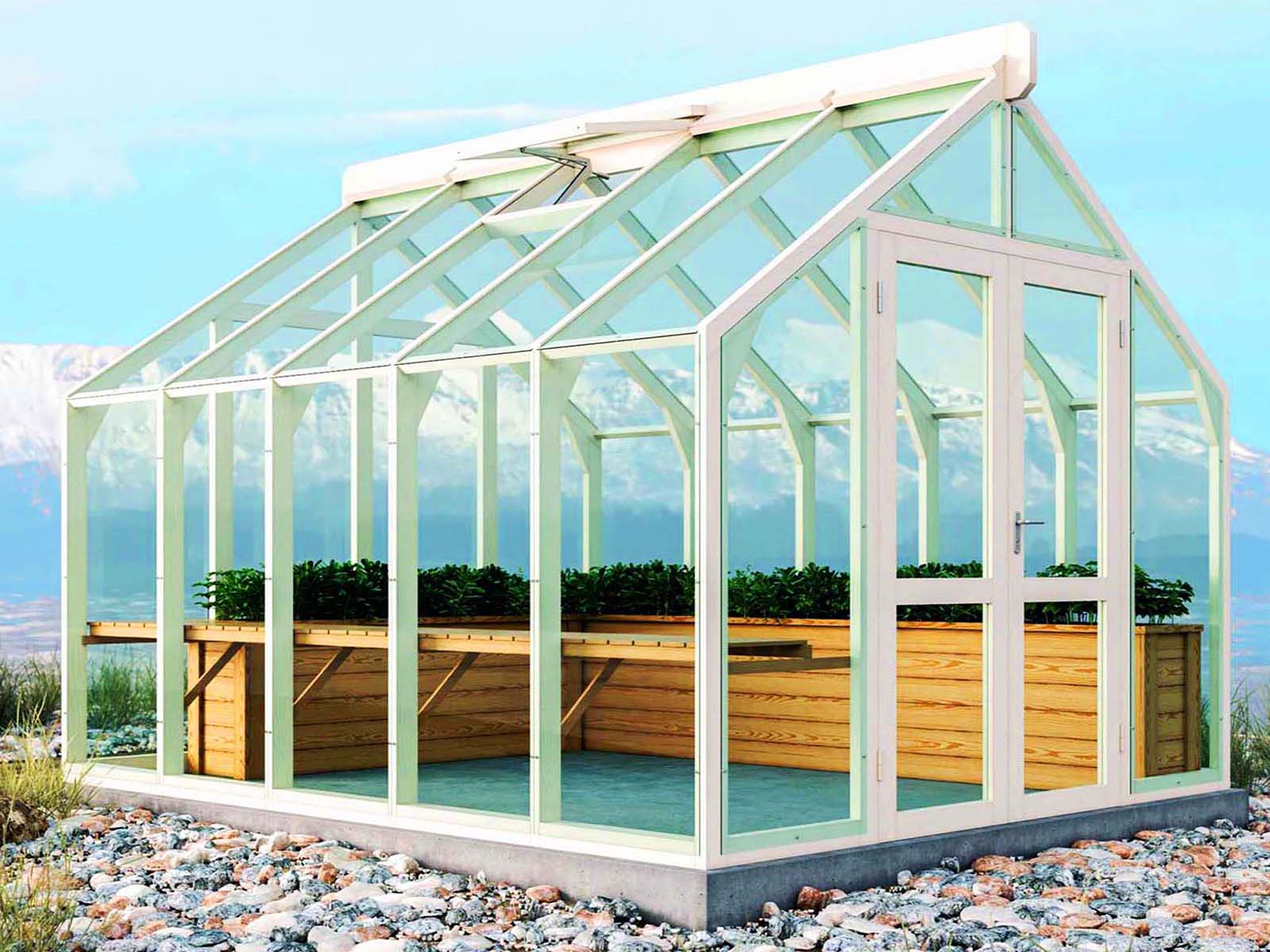 Luzern Gewächshaus aus Thermoholz | 4 mm Sicherheitsglas | B300xL355cm | unbehandelt, geölt oder pulverlackiert | 10 Jahre Garantie |...