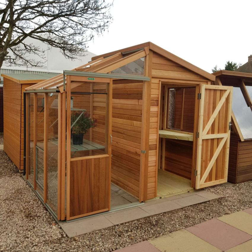 Alton Fusion 108 Gewächshaus aus Zedernholz | 3 mm Sicherheitsglas | B331xL261cm | 10 Jahre Garantie | hochwertiges Holz-Gewächshaus