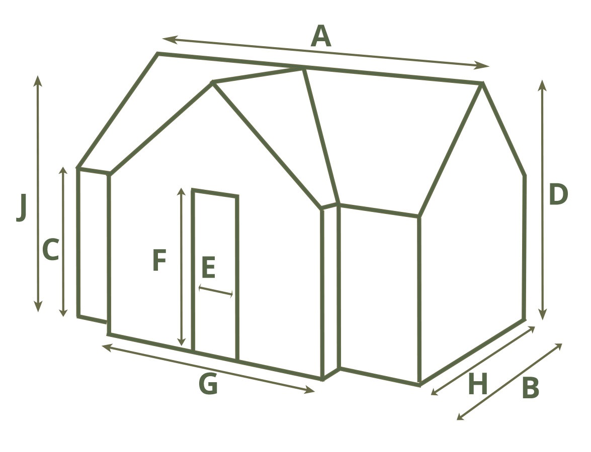Abmessungen Gewächshaus T-Modell